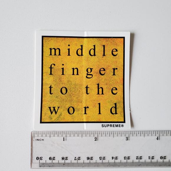 SUPREME Middle Finger To The World Sticker Logo, 3in - Picture 3 of 3